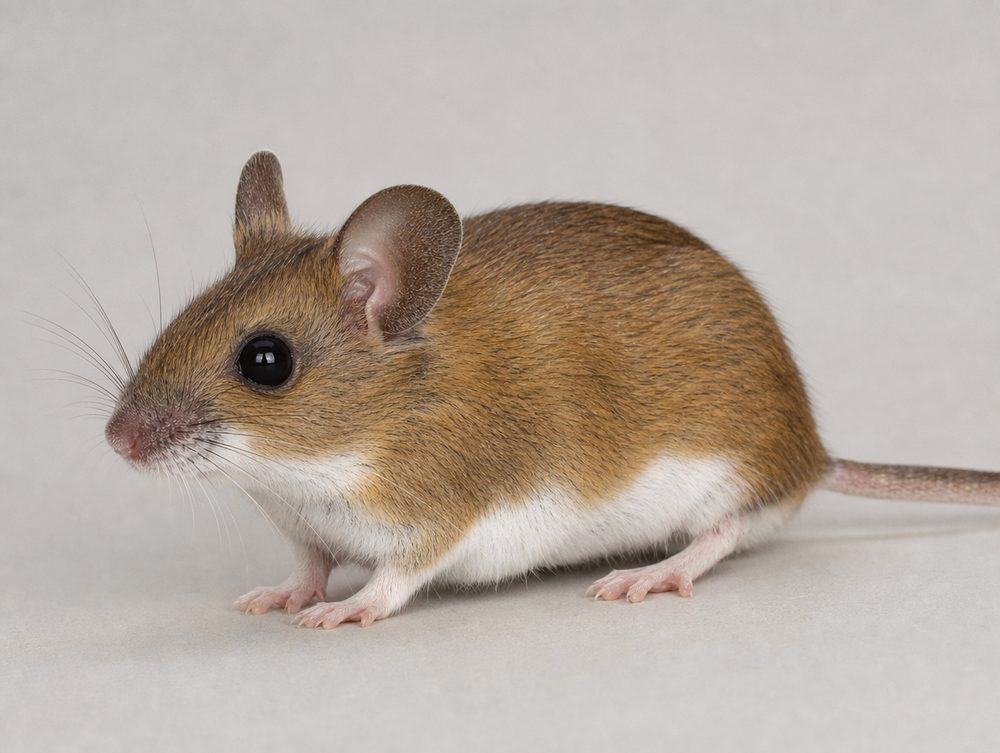 Waldmaus: 8–11 cm, große Knopfaugen und Ohren
