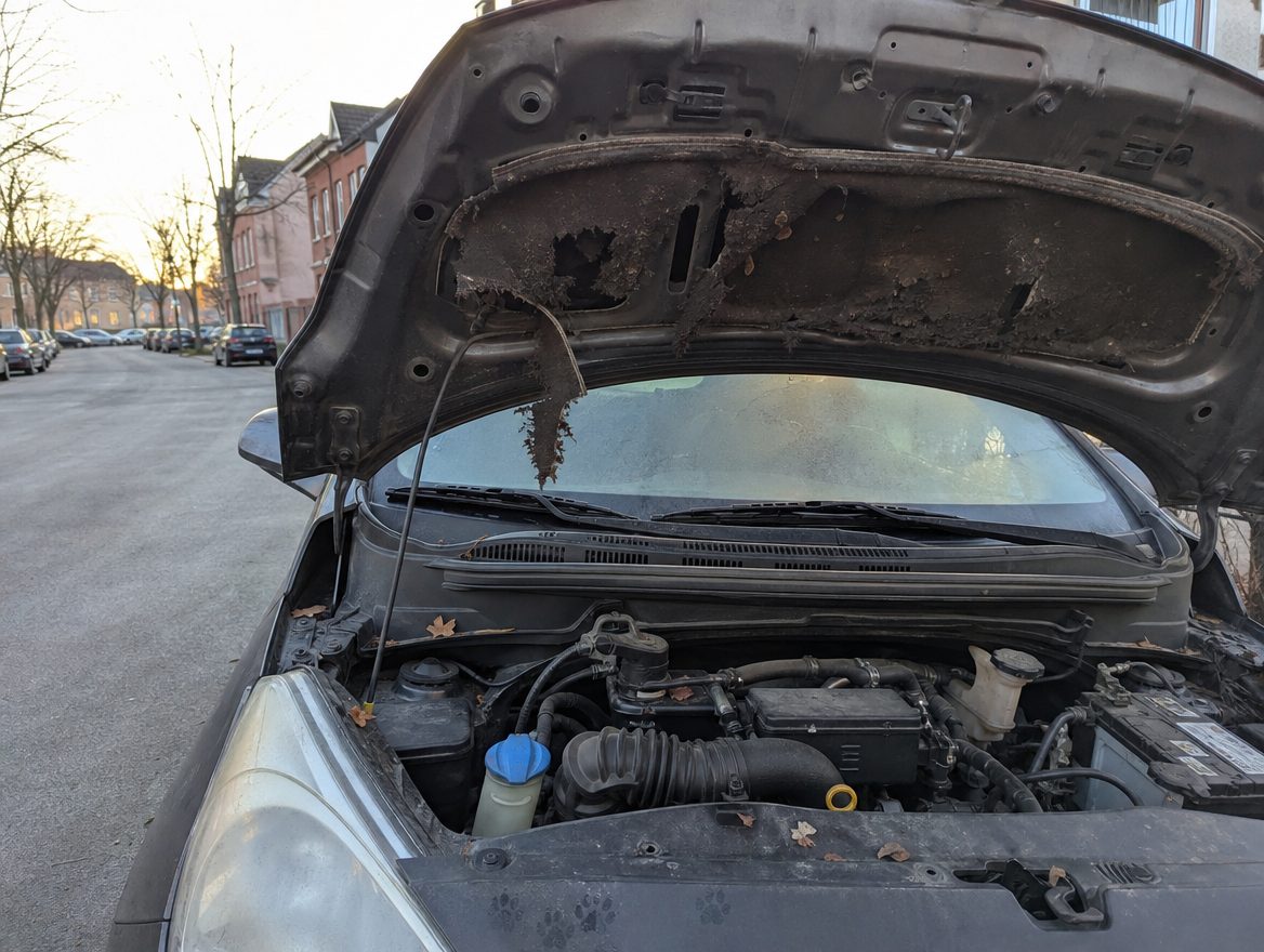 Marder im Auto: Spuren erkennen, Schaden begrenzen, Motor schützen